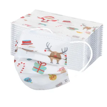 

10PCS Non-woven Disposable Face Mask Fashion Printing Unisex Adult Christmas Filter Masks Mouth Mask With Design Mascarillas