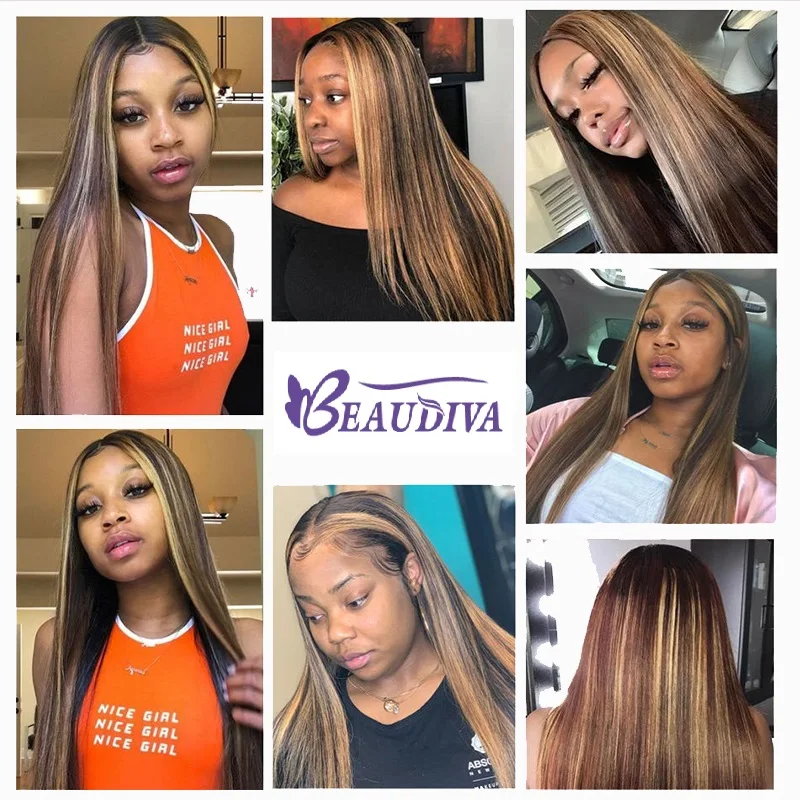 BEAUDIVA Hair Brazilian Straight Hair Bundles P4-27 Color Brazilian Weave Bundles 3/4PCS Remy Human 95G/PCS