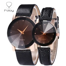 Foloy любовь смотреть Мужские качественные модные цифры искусственной кожи аналоговые кварцевые с бриллиантами поверхности любителей мужские часы подарок