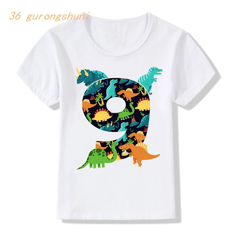 t shirt boys t shirts Happy birthday 2 3 4 5 years kids tshirt cartoon dinosaur t-shirts tops for girls shirts children clothes t-shirt for kid girl	