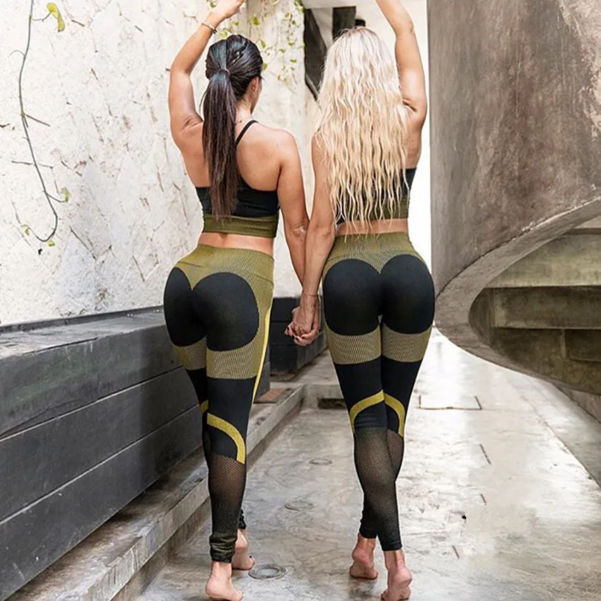 Сетчатый женский бесшовный спортивный топ с длинными рукавами, комплект для йоги, фитнеса, бега, одежда для спортзала, спортивный бюстгальтер, леггинсы, штаны, комплект из 2 предметов
