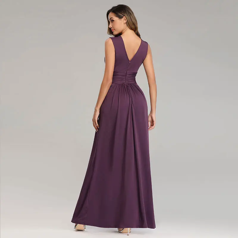 Beauty Emily шифоновые вечерние платья с v-образным вырезом темно-синие длинные без рукавов элегантные плиссированные платья на выпускной с открытой спиной на молнии Vestidos de festa