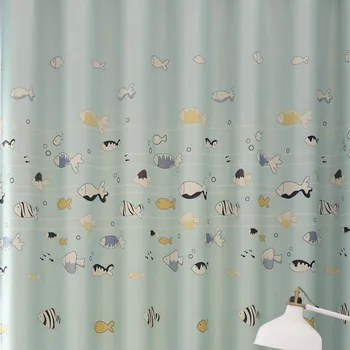

Blue Fish patterns Curtains For Living Room for Bedroom Children Room Curtains Shading Curtains