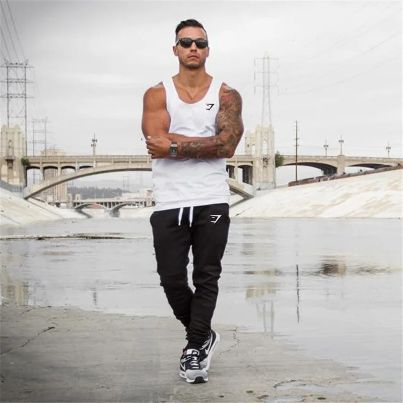 

2018 Muscle Boy Tights Men Sports Fitness Elasticity Crew Neck Vest Breathable Running Tights