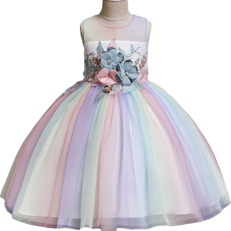 Платье для маленьких девочек коллекция года, Детские праздничные платья для церемоний свадебное платье принцессы с цветочным рисунком, платье для маленьких девочек возрастом от 3 до 10 лет - Цвет: XD380-White
