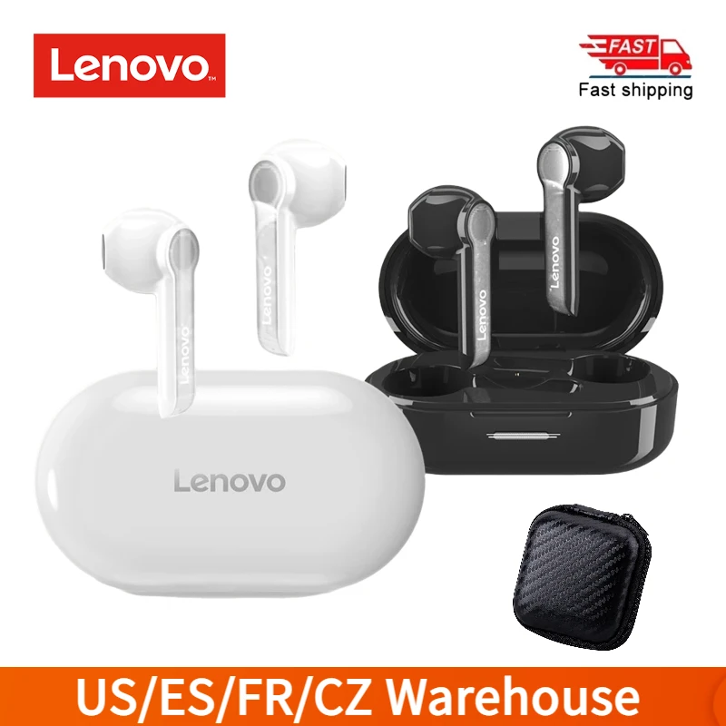 Lenovo HT08 TWS Headphone True Wireless BT5.0 Earbuds Semi-in-ear Sports Earbuds with Touch Control Long Endurance Time White