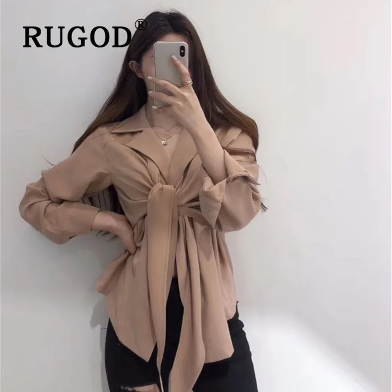 RUGOD Весенняя однотонная офисная блузка женские блузки с длинным рукавом элегантный топ корейская модная одежда женские рубашки Повседневная рубашка