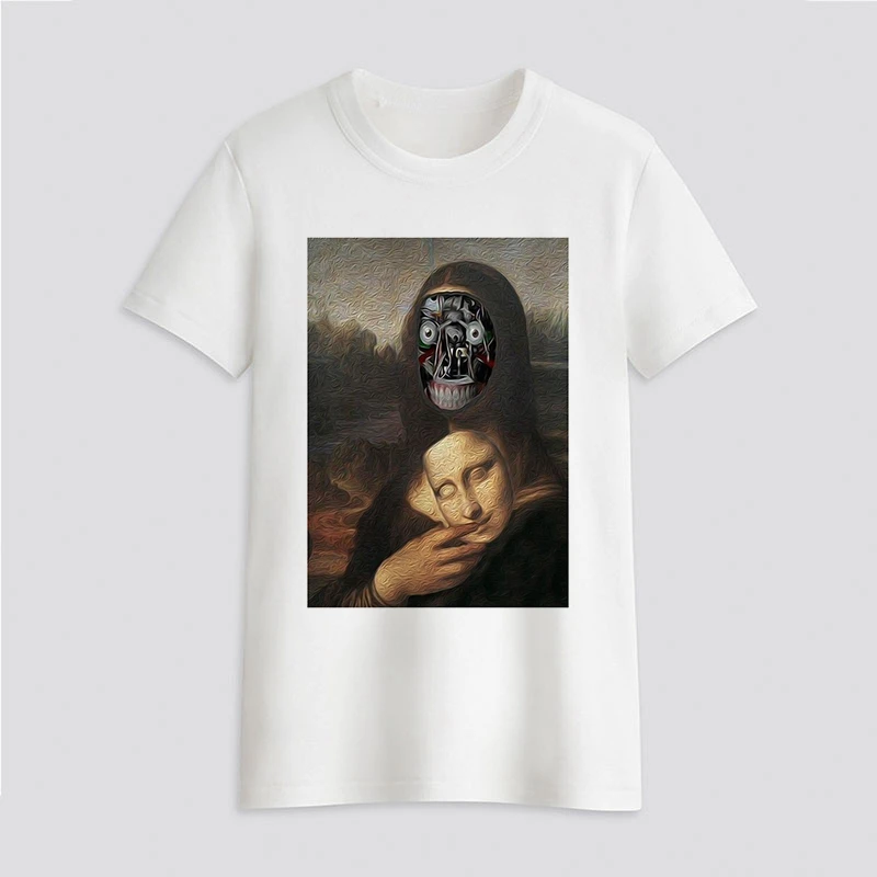 Different Mona Lisa Face T shirt Women Summer Casual Harajuku Girl Print Graphic T-shirt Short Sleeve Women Top