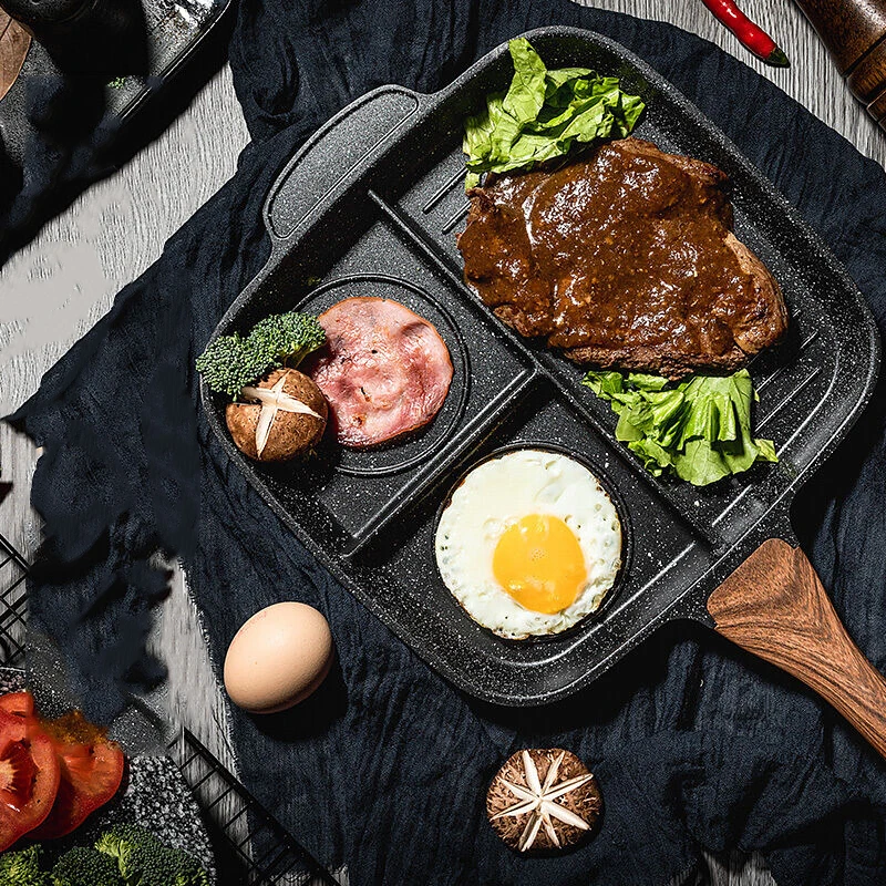 Кастрюля для завтрака три в одном многофункциональная кухонная плоская сковорода с антипригарным покрытием омлет кастрюля 3 секции сковорода инструмент для приготовления пищи