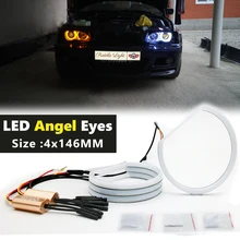 Car styling Dual color WHITE Yellow 4X146 MM LED Halo Rings Cotton Light For BMW E46 Vorfacelift 1998 2001 Angel Eyes lamps