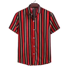 KISSQIQI Men Striped Short Sleeve Shirt Casual Fashion Turn-down Neck Shirt Loose Summer Tops Maximum Asian Size M-3XL KISSQIQI Men Striped Short Sleeve Shirt Casual Fashion Turn-down Neck Shirt Loose Summer Tops Maximum Asian Size M-3XL