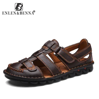 

New Sandals For Men Leather Outdoor Men's Sandals Casual Beach Comfortable Summer Men Breathable Rubber Shoes 2020 Large Size 48