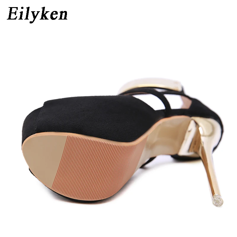 Eilyken/женские босоножки на платформе; босоножки-гладиаторы на молнии; туфли-лодочки на очень высоком каблуке для клубов; женские босоножки с вырезами; Цвет Черный