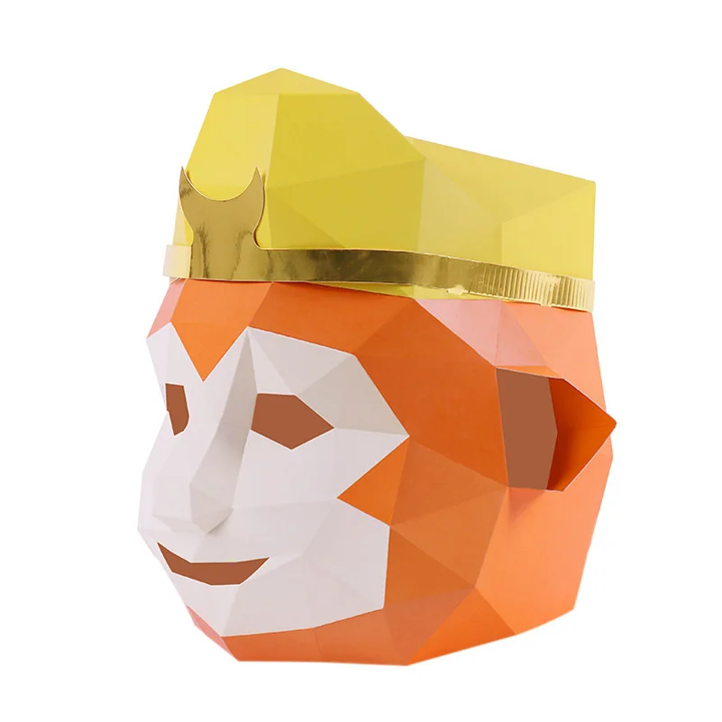 3D путешествие на Восток маска креативная ручная работа Вечерние Маски DIY Бумага матрица голова для косплея маска для вечеринок, реквизит для фото король-обезьяна - Цвет: Золотой