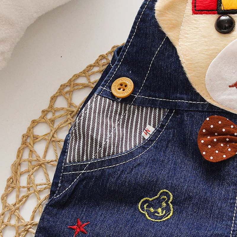 DIIMUU Summer 1-3Y Child Kids Baby Boys Denim Pants Infant Children Boy Short Overalls Clothing Kid Casual Cartoon Print Bottoms