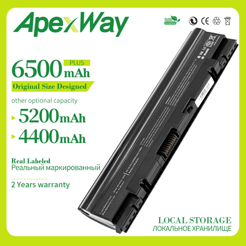 Apexway 6500 мА/ч 6 элементов фотолампа для Eee PC 1025 1025C 1025CE 1225 1225B 1225C R052 R052C