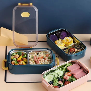 

1Pcs Stainless Steel Lunch Boxes Kids Bento Box Food StorageContainer Leakproof Single Layer/Double Layer Separable Portable