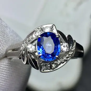 

Fine Jewelry Pt900 Real Platinum Gold 100% Natural Blue Sapphire 0.733ct Gemstones Sapphire Diamonds Female Wedding Rings