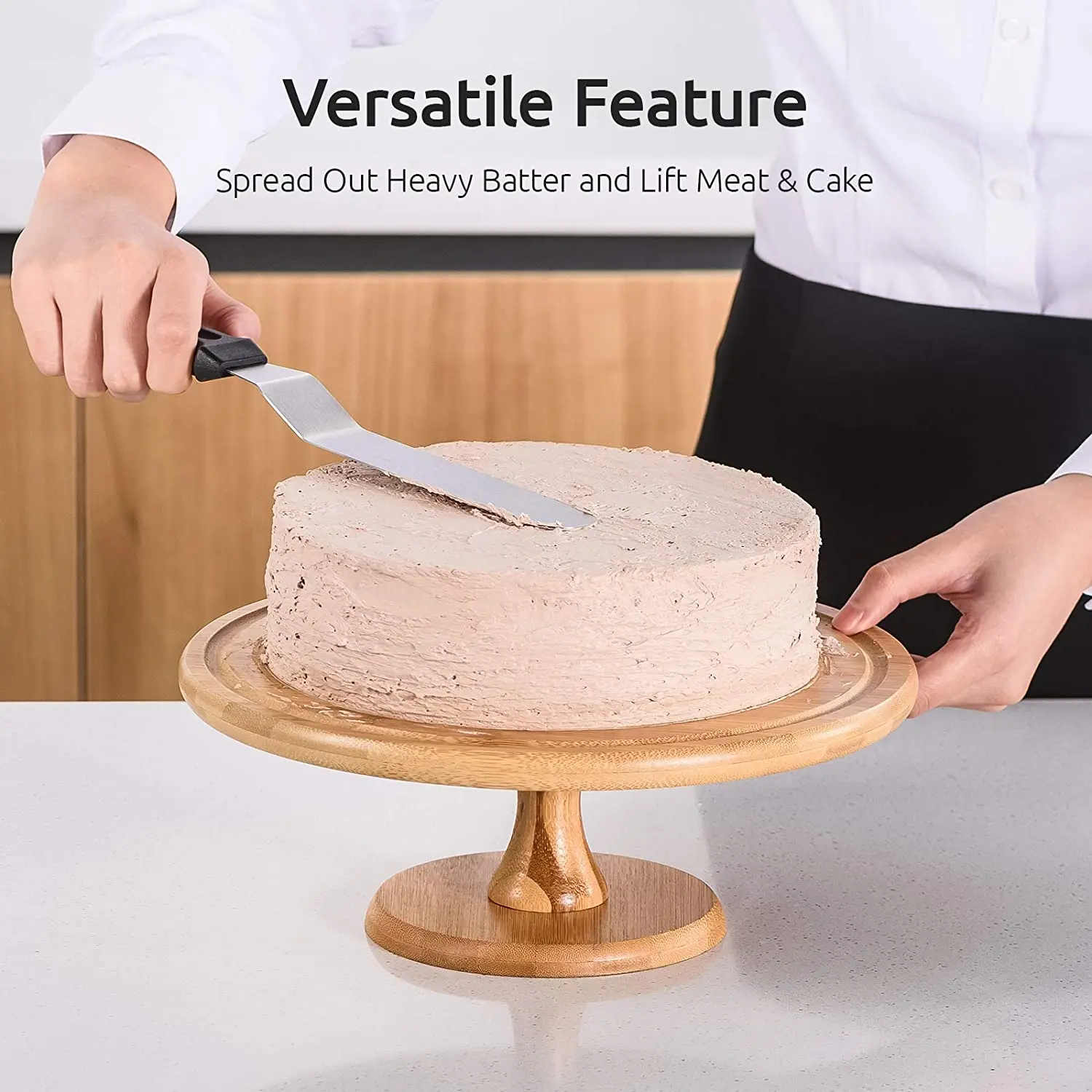 選択 RWZB DIY ステンレス鋼 焼き物 ベーキング ケーキツール ケーキ装飾 混合用 着氷スパチュラ ケーキスクレーパー スパチュラ バターカッター 10 in-Straight
