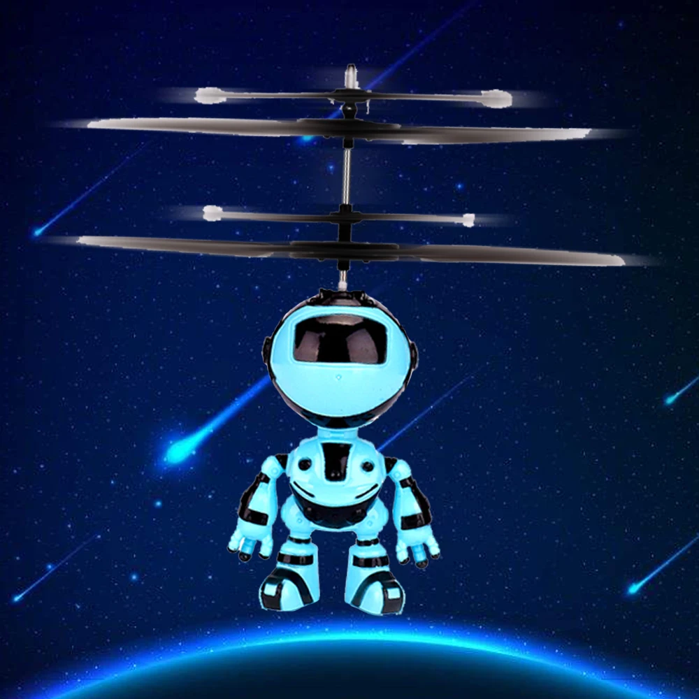 RC Hand Inductive Fly Robot Aircraft Recharging Infrared Induction Antistress Toy Kids Flash Light Up FlyToys