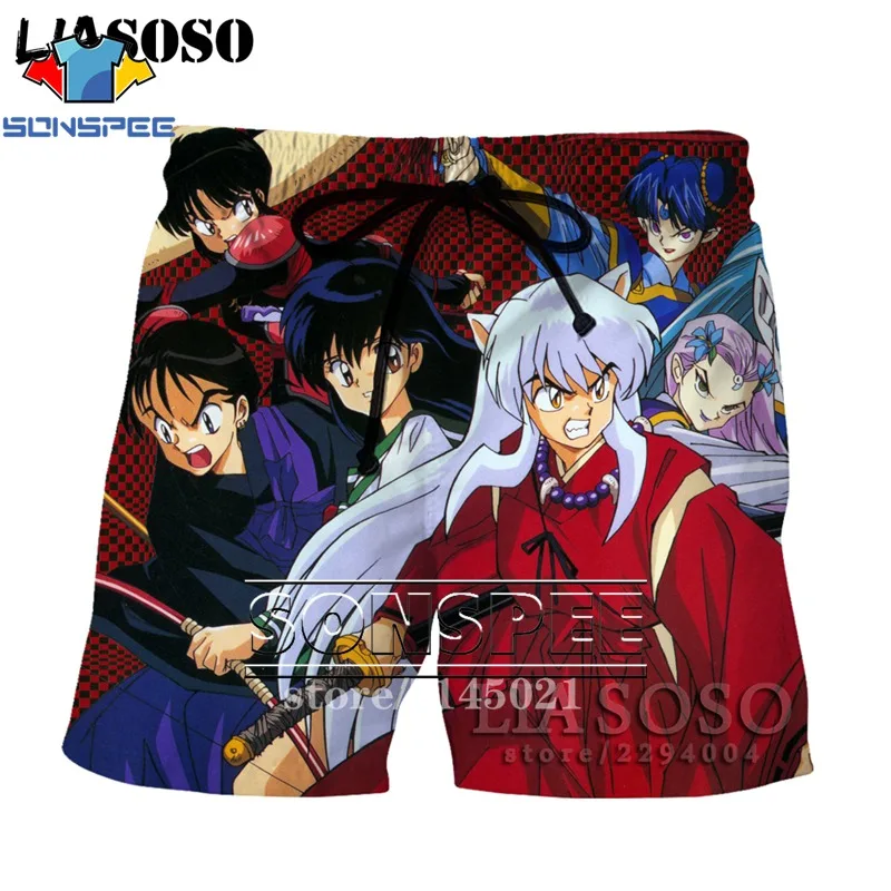 Темно-серый SONSPEE, 3D принт, аниме, Inuyasha, мужские, женские, дышащие, пляжные шорты, летние, для фитнеса, штаны, повседневный стиль, качественная спортивная одежда, D09 - Цвет: Темно-серый