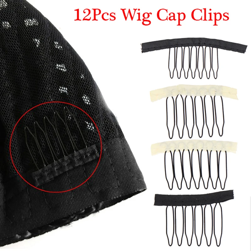 

12Pcs Hair Wig Cap Combs Extensions Clips With Lace For Wig Cap Wig Accessories