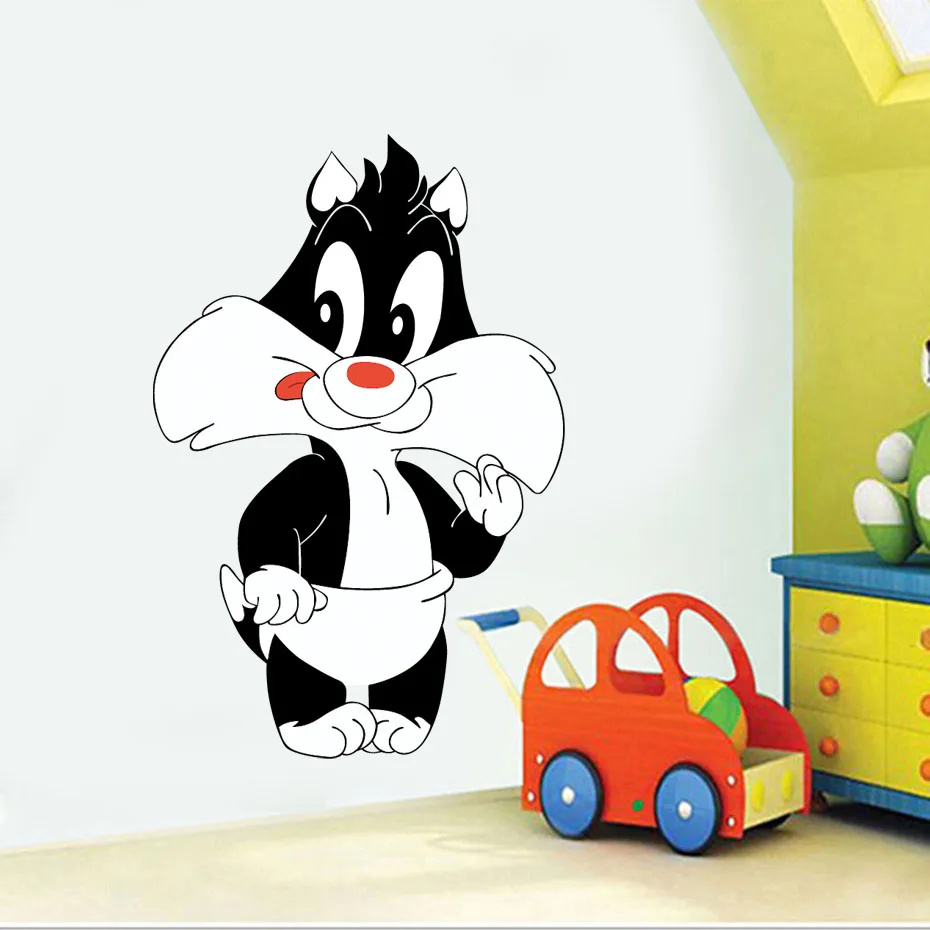 Funny Pig kangaroo Cat Horse Wall Stickers Art Creative Animals Decals for Kids Nursery Room Bedroom Door Home Mural Decoration (2)