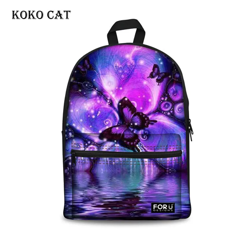 

Galaxy Star Universe Space Women Backpacks Floral Butterfly Printing Daypack for Teenagers Girls Middle Book Bag Mochila Escolar
