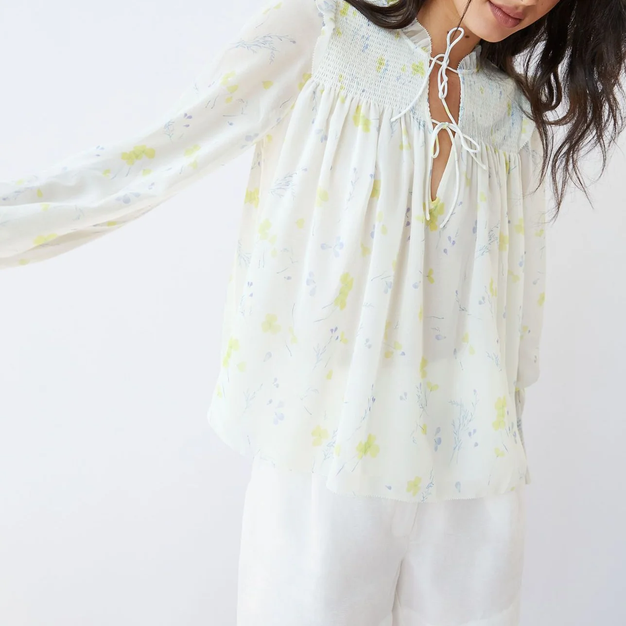 

Женская рубашка с оборками, дизайнерская блузка на шнуровке, женские топы