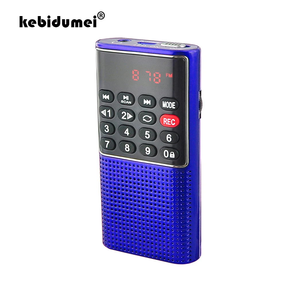 kebidumei Handheld Mini Portable Radio Digital FM USB TF MP3 Player Speaker Rechargeable Outdoor Small Speaker
