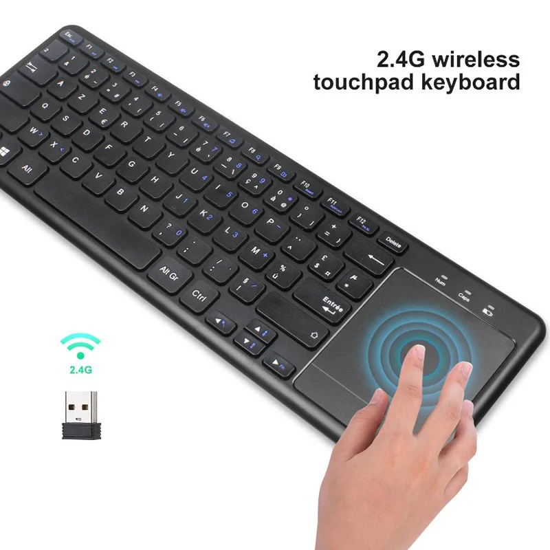 Беспроводная клавиатура 2,4G с сенсорной панелью мыши с энергосберегающей поддержкой компьютера и телевизора, беспроводная клавиатура