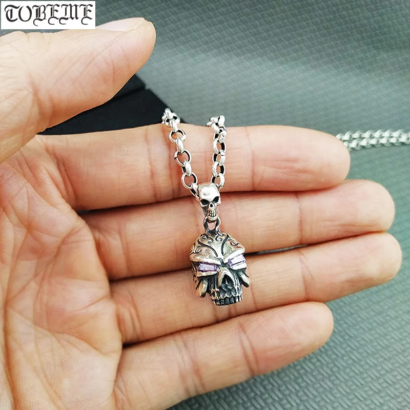 

100% 925 Silver Skull Pendant vintage sterling silver Head Skeleton pendant Man Pendant Hiphop Rock Jewelry