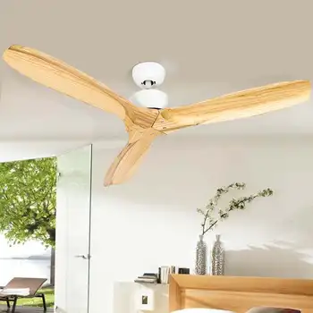 

52'' Wooden Ceiling Fan Light Lamp Modern Remote Control Ventilators Fans Home Living Room Decoration Indoor Lighting 52W 110V