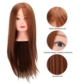 

Dummy Head 20inch Light Brown Curling Straitening Hair Styling Training Practice Head Hair Mannequins Head For Hairstyles
