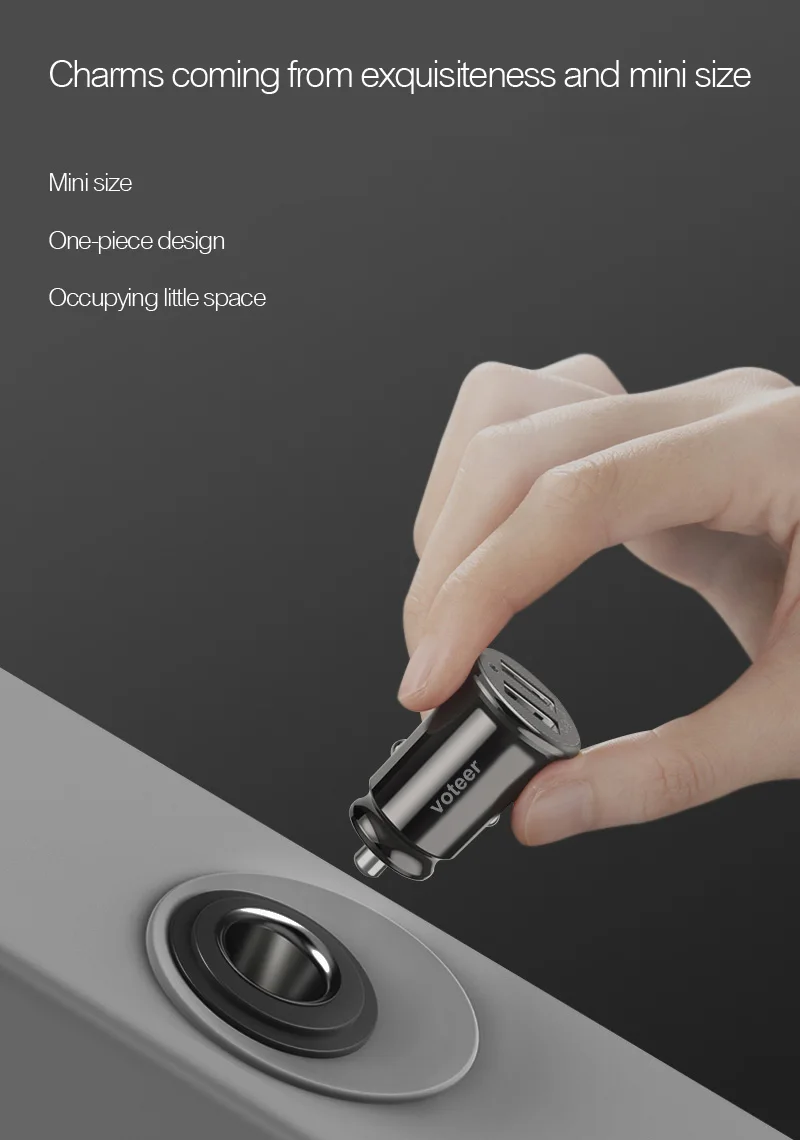Voteer 4.8A 2 порта мини Быстрая зарядка двойное автомобильное usb-устройство для зарядки телефона мобильный телефон Зарядка адаптер для iPhone samsung Xiaomi huawei gps