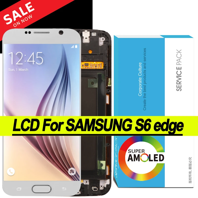 100% Оригинальный Super AMOLED дисплей для SAMSUNG Galaxy S6 edge ЖК-дисплей с рамкой G925 G925I G925F