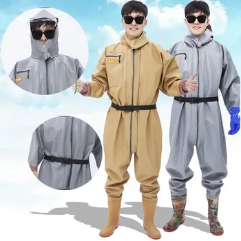 

Full Body Thick PVC Waterproof Wading Pants Jumpsuit Men Women Waterproof Fishing Clothes Outdoor Catching Fish Rain Pant