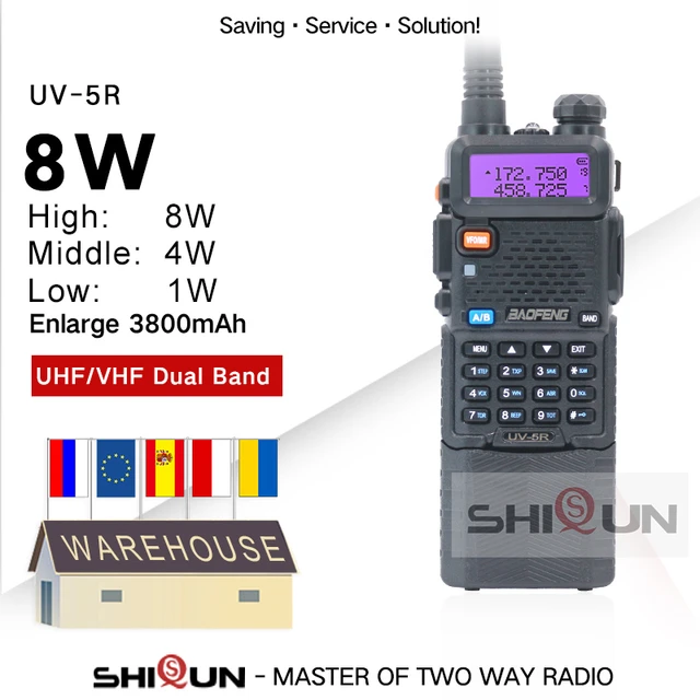 Upgrade Baofeng UV-5R 8W 3800mAh UV5R Portable Walkie Talkie 10KM Long  Range Two Way Radio 3 Antenna - Walkie-Talkie