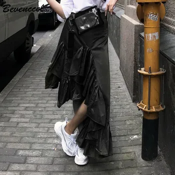

Bevenccel 2020 New Sexy Women Summer Irregular Lotus Leaf Fishtail Skirt High Waist Mid-length Package Hip Skirt Women Skirt