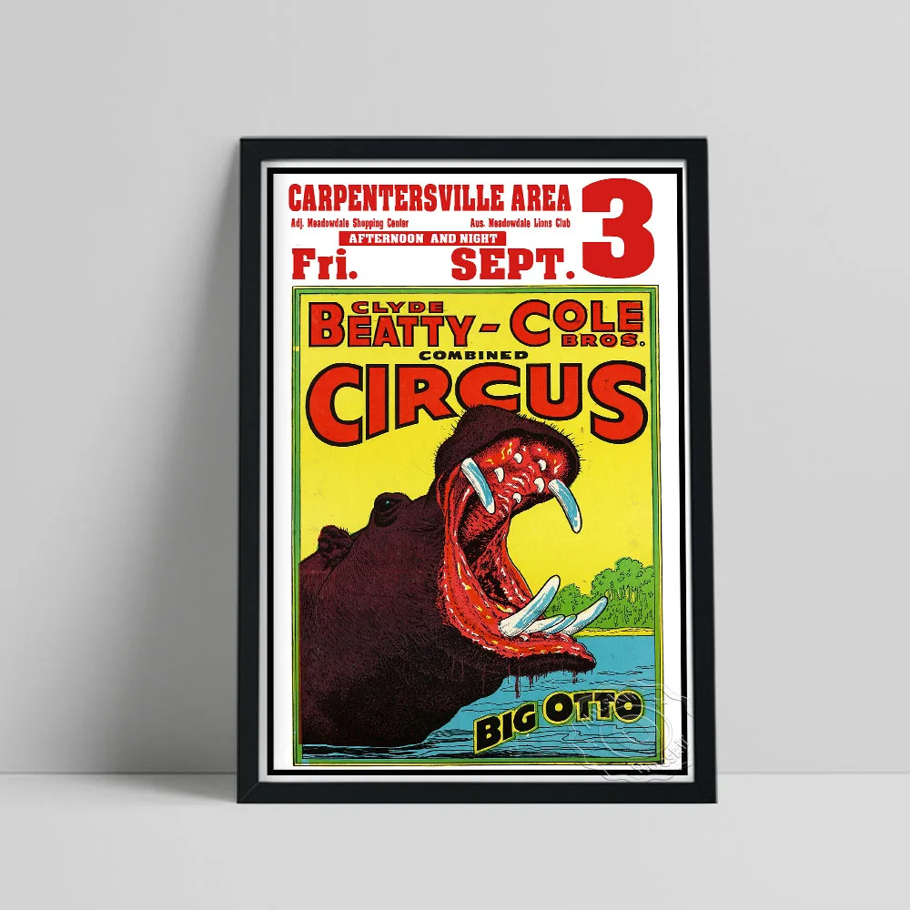 Clyde Beatty-cole Bros Circus Raleigh N.c Poster, Big Otto Hippo Wall  Picture, Vintage Animal Wall Stickers, Bedroom Wall Decor - Painting &  Calligraphy - AliExpress