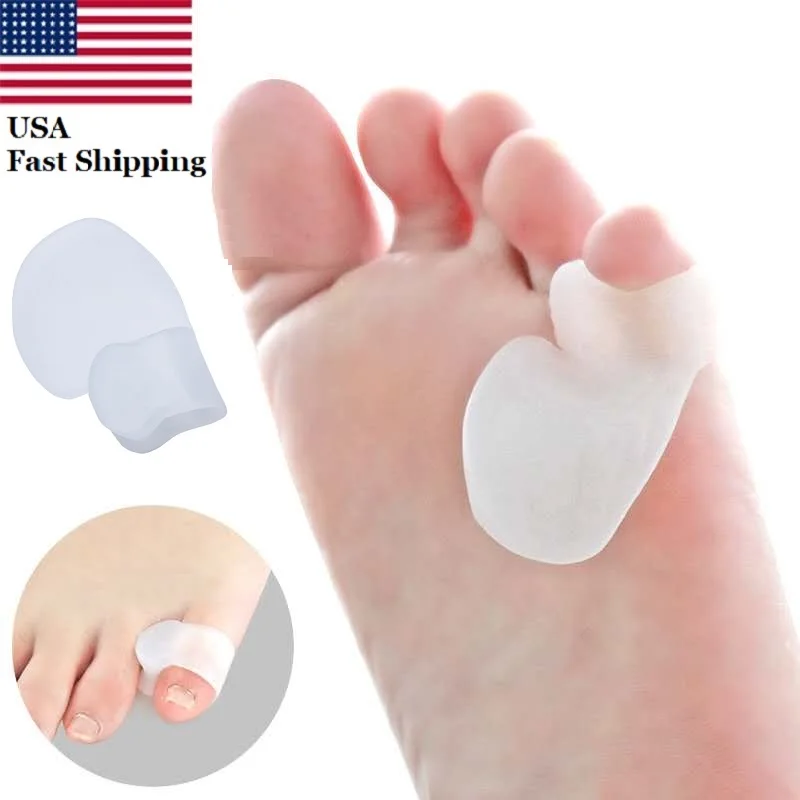 US 2PCS Silicone Small Toe Corrector Separator Adjuster Orthopedic Finger Little Toe Protector Straightener for Cocoon Feet Care