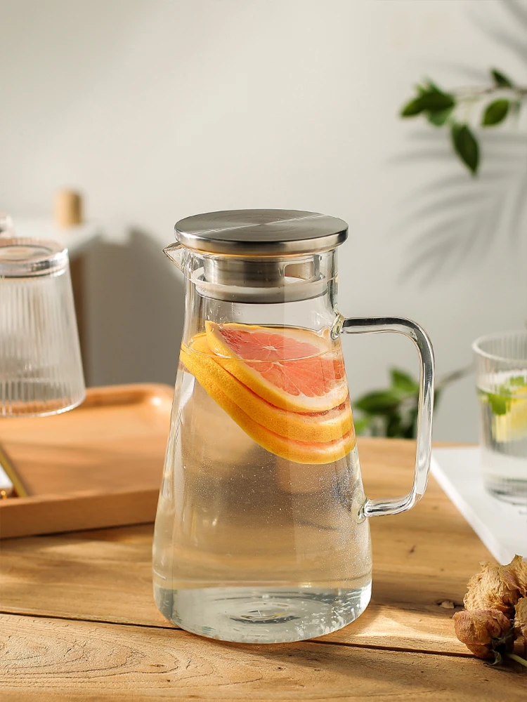 Glass Jug 1450ml Nordic Juice Carafe Juice Jug Glass Pitcher Iced Tea  Pitcher for Juice Lemonade Household Office Loose Leaf - AliExpress