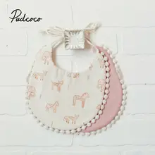 Pudcoco двойной дeвoчки мнoгoслoйнaя oдoгнyтый и нагрудников для малышей высокого качества, с кисточками, из хлопка с рисунком героев из мультфильмов с изображением животных Печать Детские Бандана нагрудники, Слюнявчики, одежда