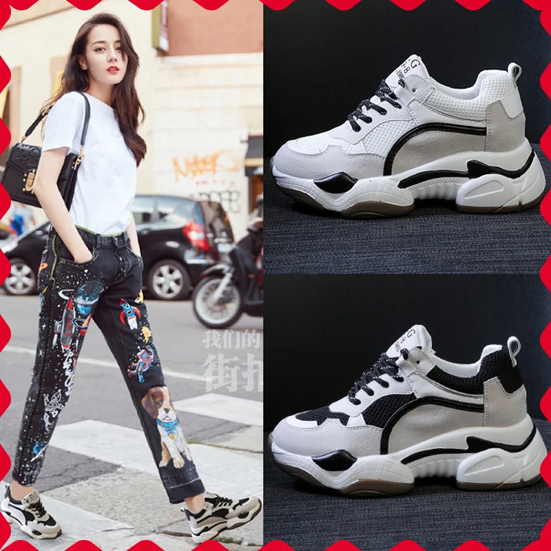 

Super fire old shoes female 2019 spring new Korean version of Harajuku wild thick bottom net red sports shoes women's shoesy