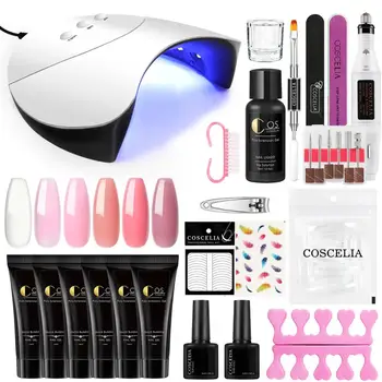 

COSCELIA 4/6 Pcs Gel For Nail Extension Set Vernish Semi Permanant UV Led Lamp For Nail Art Extension Gel Kit WIth Drill
