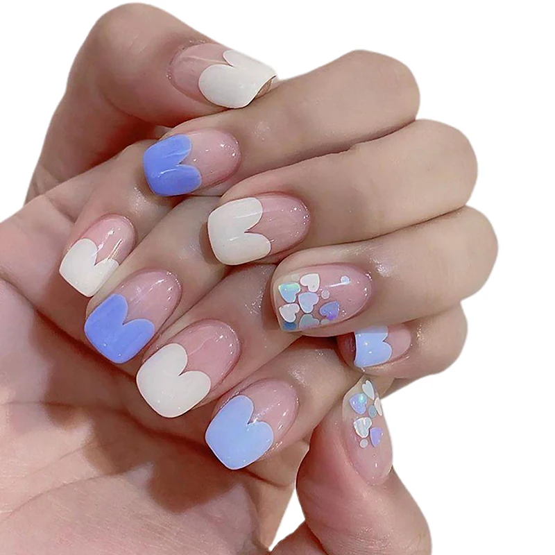 Adhesive Nail Beauty in Blue Deocr Heart Shaped Rhinestone Detachable Attractive Fashion Glue Stype for Women's Daily STTX889 | Красота и