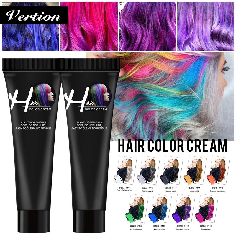 Verntion Temporary Color Wax for Men DIY One-time Paste Molding Cream Hair Dye Gel Coloring Styling Women | Красота и здоровье