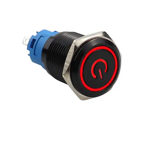 Black Push Button Switch 12/16/19/22mm Waterproof Illuminated Led Light Metal Flat Momentary Switches with Power Mark 5V 12V 24V - Image 9