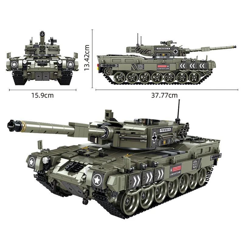 1747pcs WW2 Deutsch Leopard 2A4 Militär Panzer Kompatibel mit Lego  