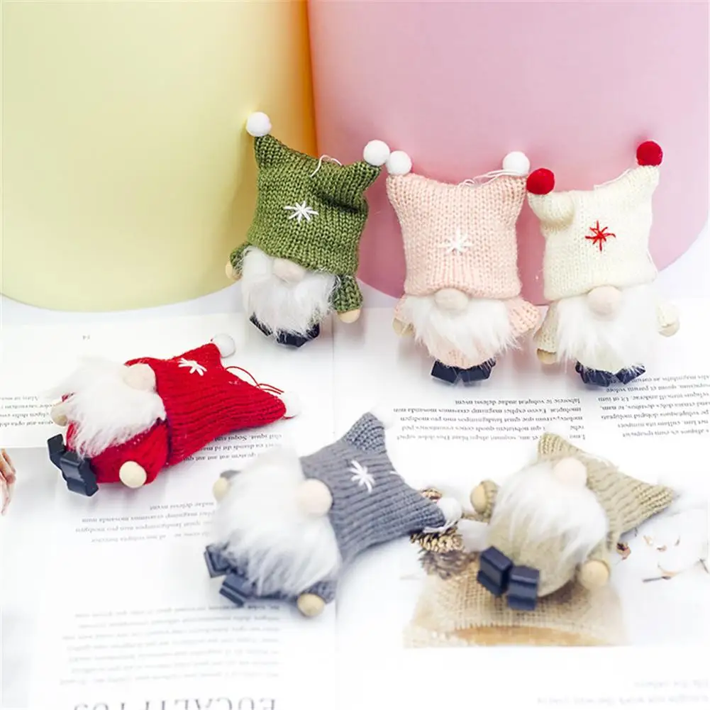

6PCS Mini Faceless Doll Woolen Cute Christmas Tree Hanging Ornament Lovely Faceless Doll Pendant Home Christmas Decoration